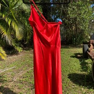 Silky red midi dress